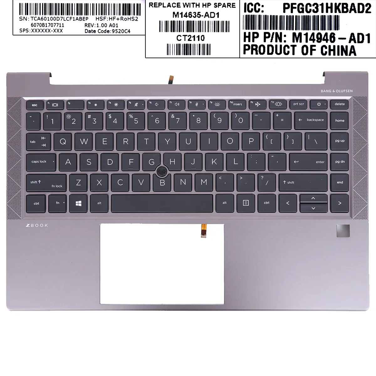 Picture of HP EliteBook 840 G7 G8 Zbook Firefly 14 G7 GRAY Palmrest Backlit